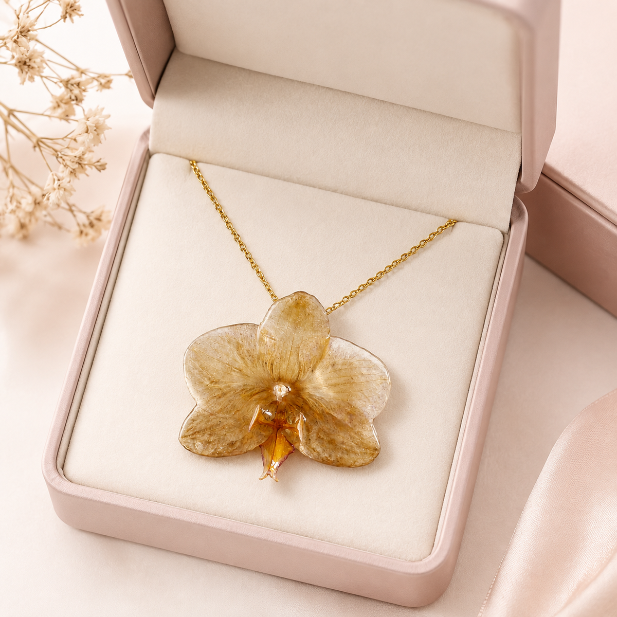 Colar Aurora - Orquídea preservada
