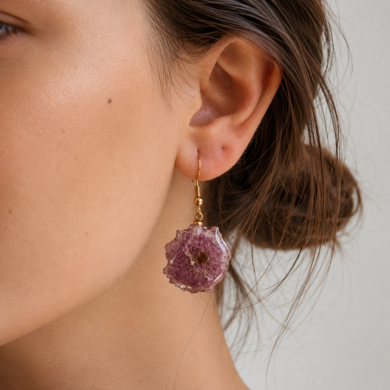 Brincos Lila — Flor natural