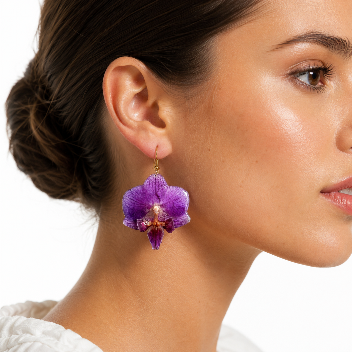 Brincos Malva - Orquídea preservada